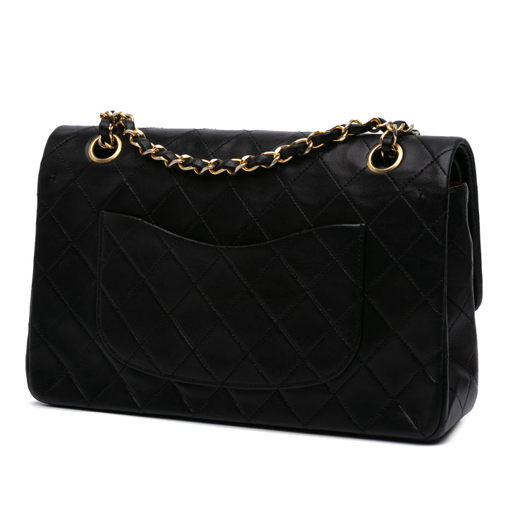 Medium Classic Lambskin Double Flap Black - Gaby Paris