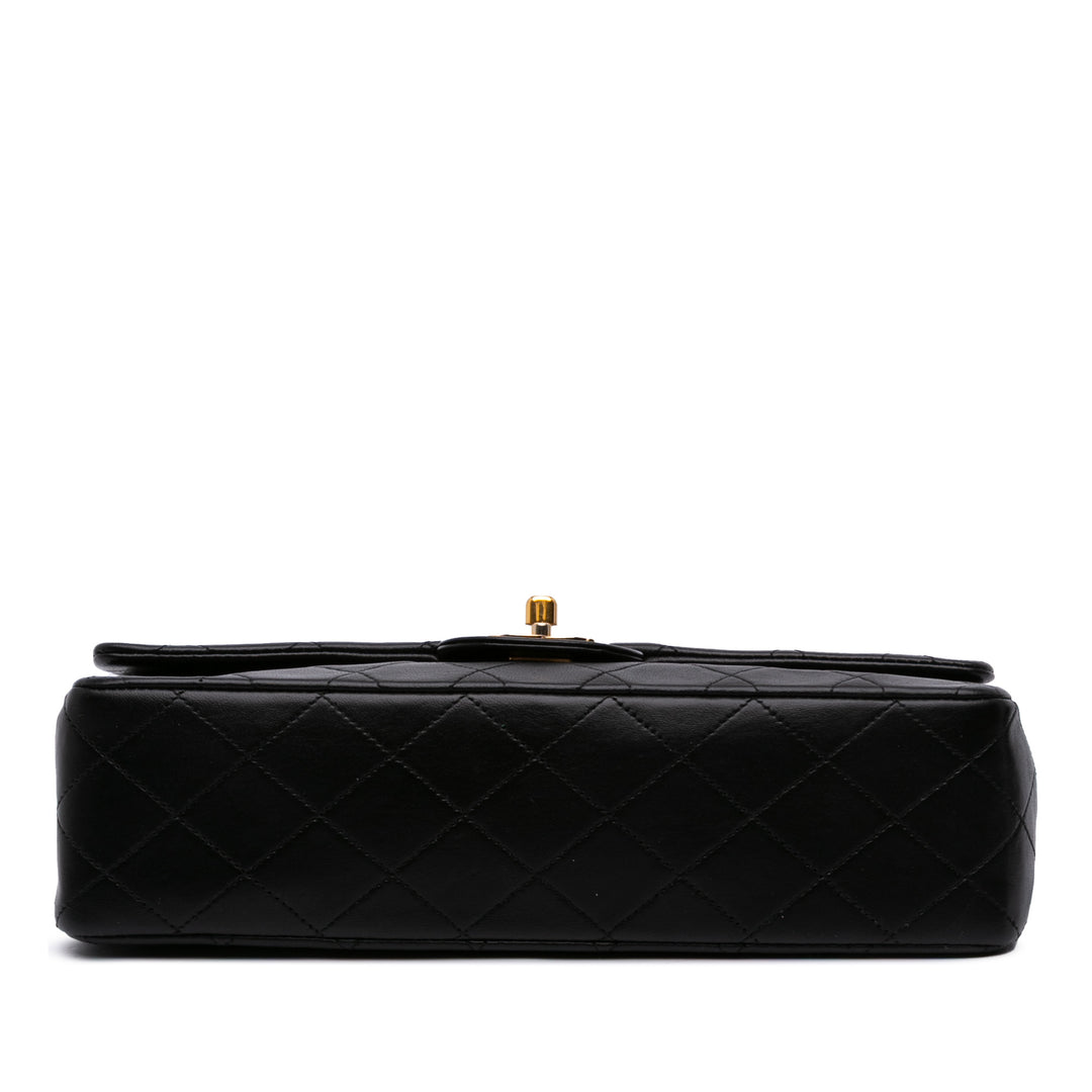 Medium Classic Lambskin Double Flap Black - Gaby Paris