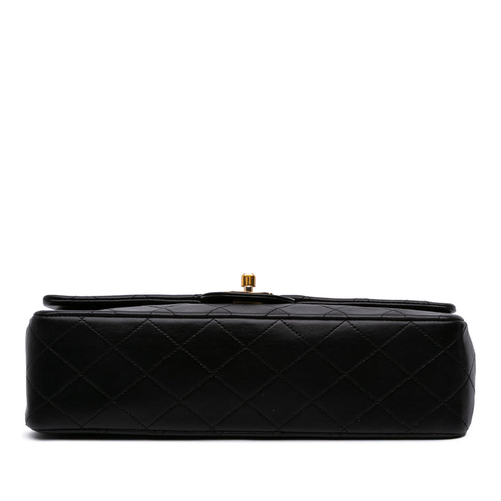 Medium Classic Lambskin Double Flap Black - Gaby Paris