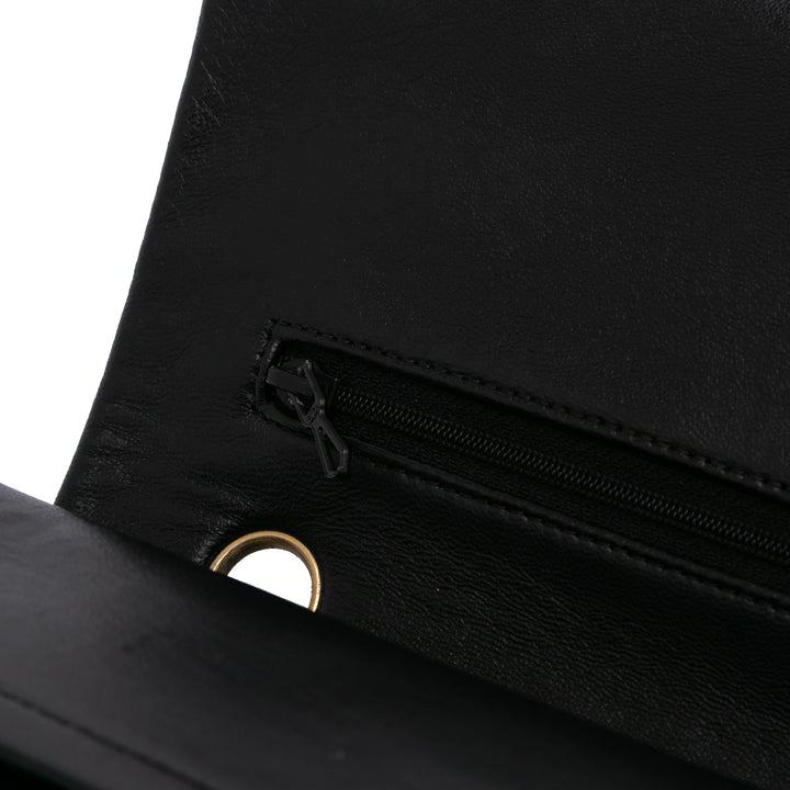 Medium Classic Lambskin Double Flap Black - Gaby Paris