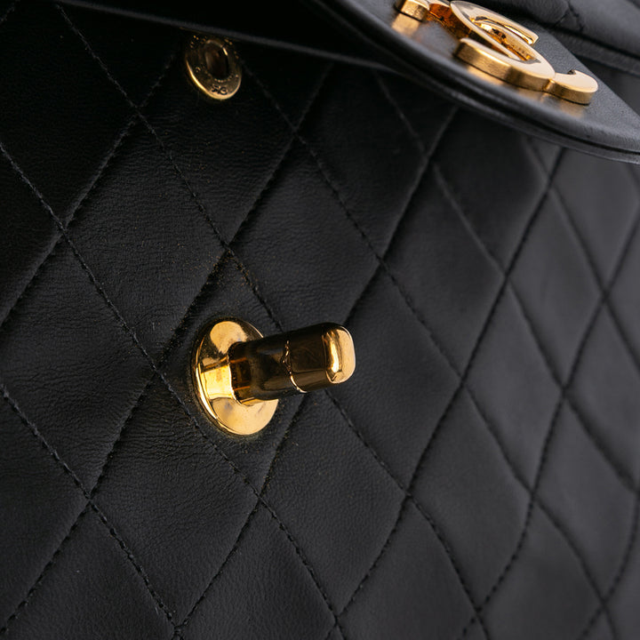 Medium Classic Lambskin Double Flap Black - Gaby Paris