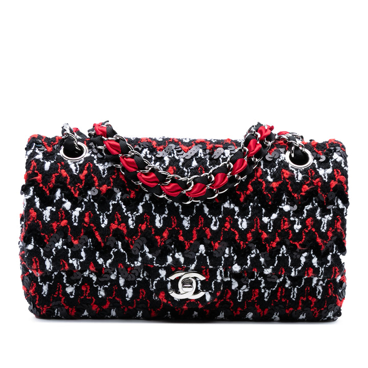 Chanel Medium Classic Sequinsed Tweed Double rabat Noir