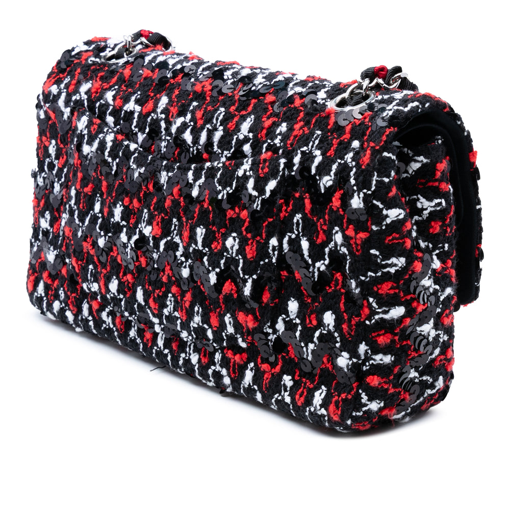 Chanel Medium Classic Tweed Sequinss Double rabat Noir – GABY PARIS Authentique