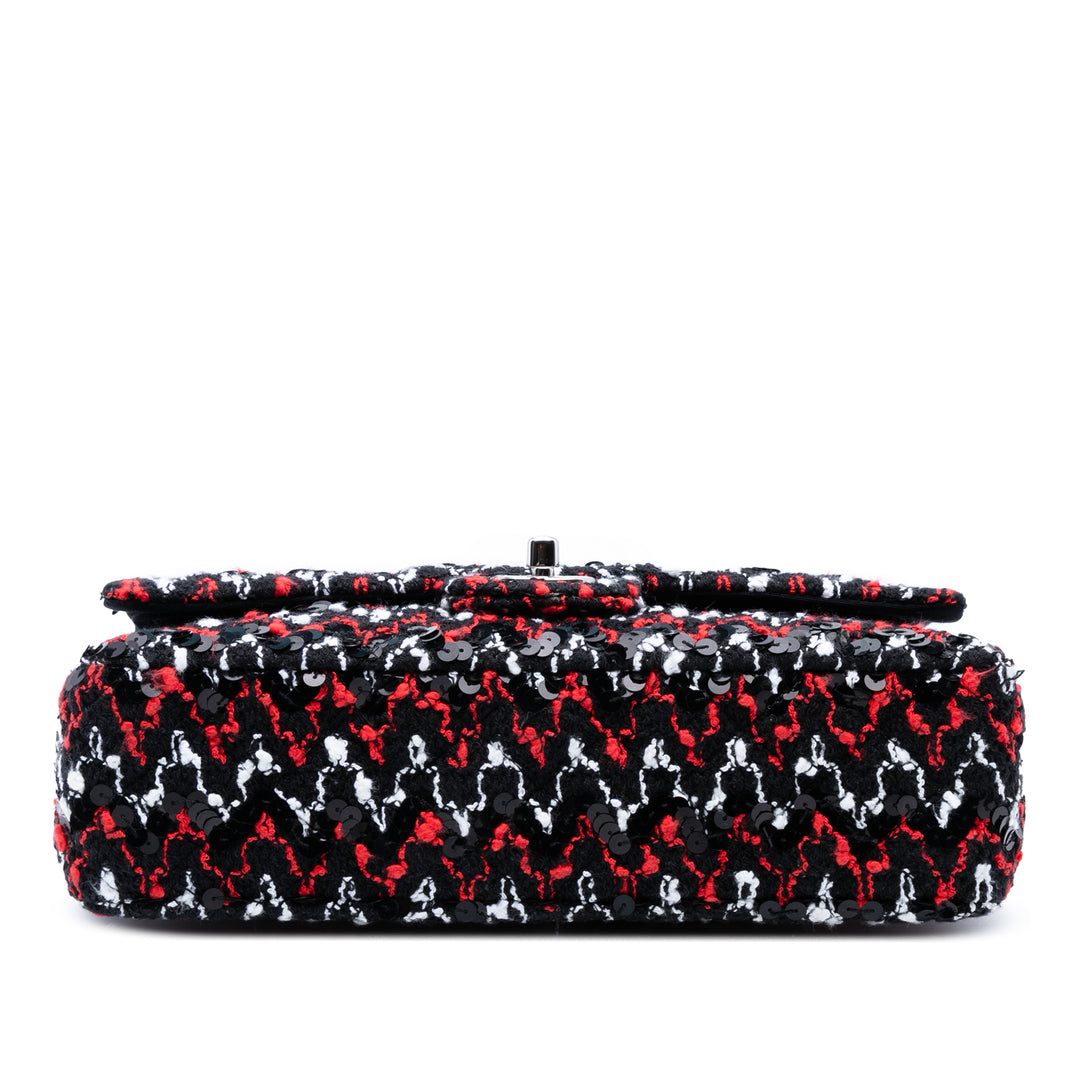 Chanel Medium Classic Tweed Sequinss Double rabat Noir – GABY PARIS Authentique