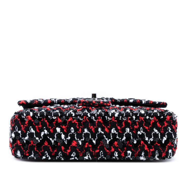 Chanel Medium Classic Tweed Sequinss Double rabat Noir – GABY PARIS Authentique