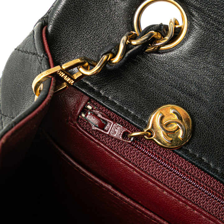 Medium Quilted Lambskin Full Flap Black - Gaby Paris