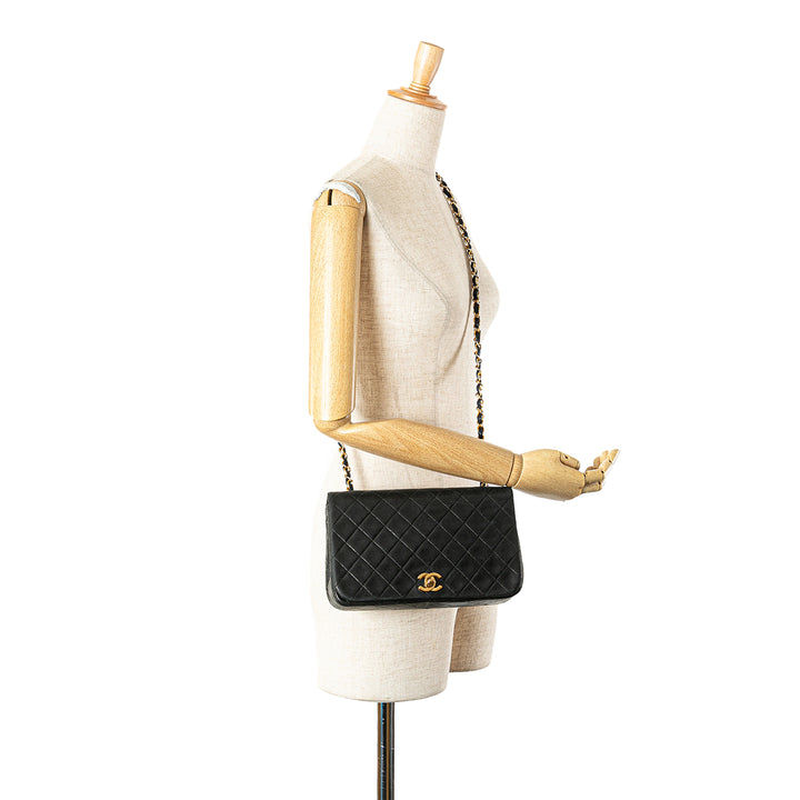 Medium Quilted Lambskin Full Flap Black - Gaby Paris