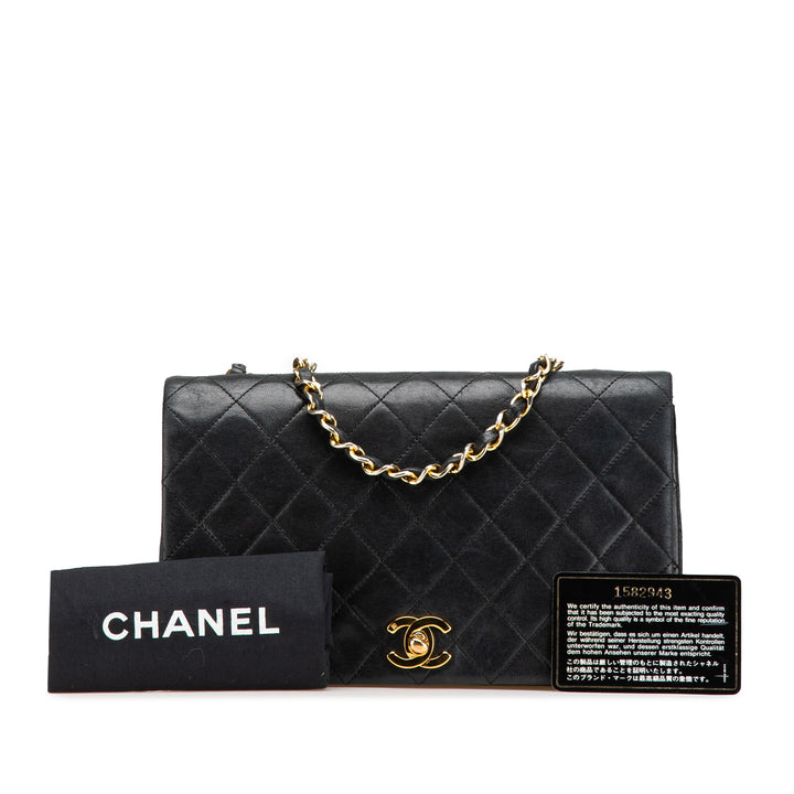 Medium Quilted Lambskin Full Flap Black - Gaby Paris