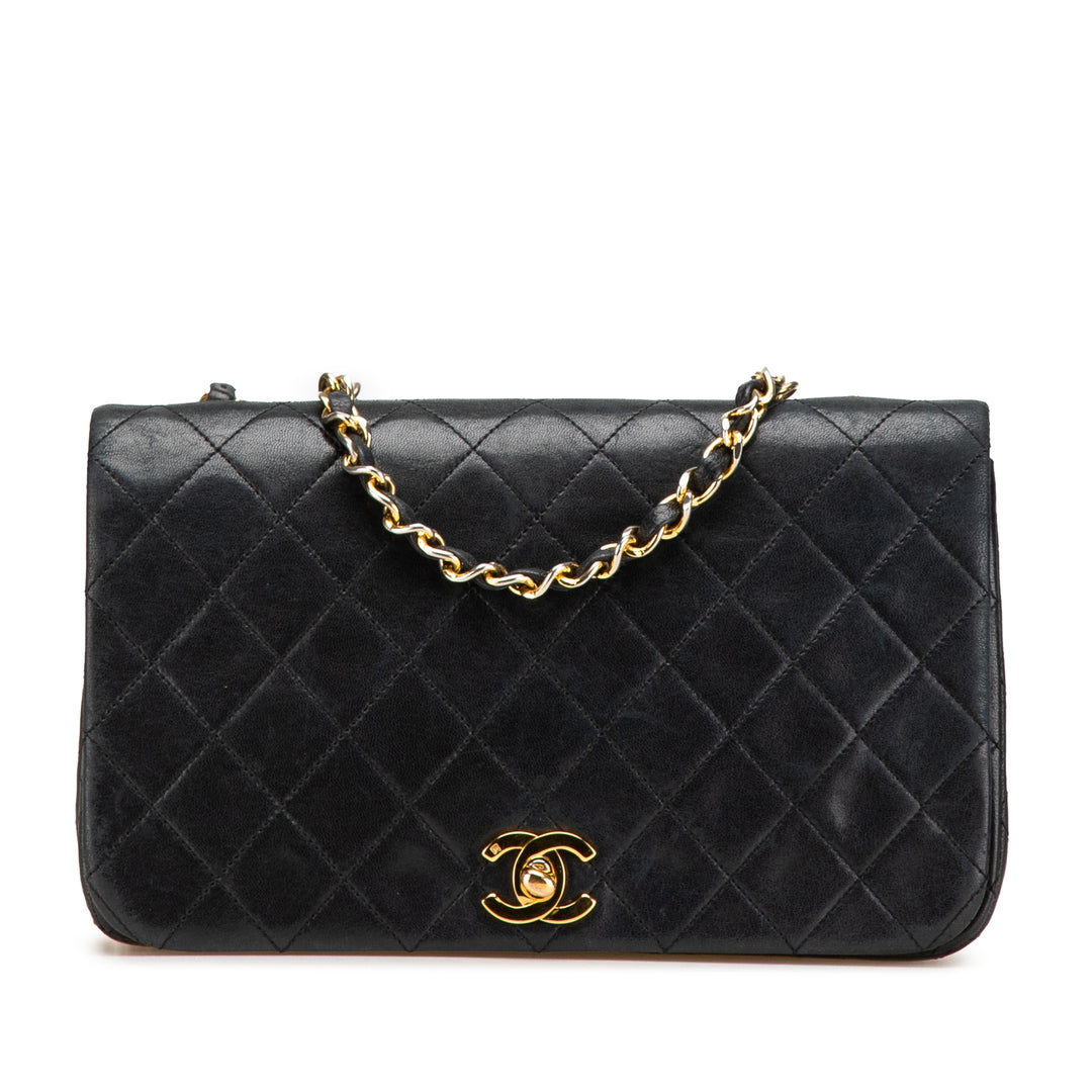 Medium Quilted Lambskin Full Flap Black - Gaby Paris