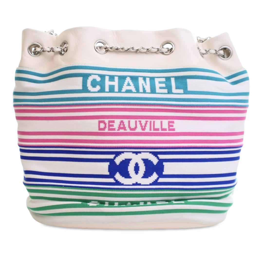 Chanel Mixed Fibers and Aged Cuir de veau Venise Biarritz Bucket Bag Blanc – GABY PARIS Authentique