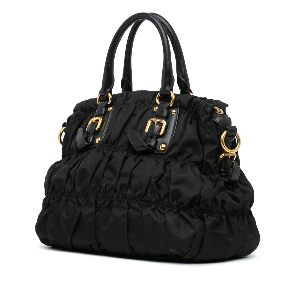 Prada Tessuto Gaufre Satchel Black - GABY PARIS