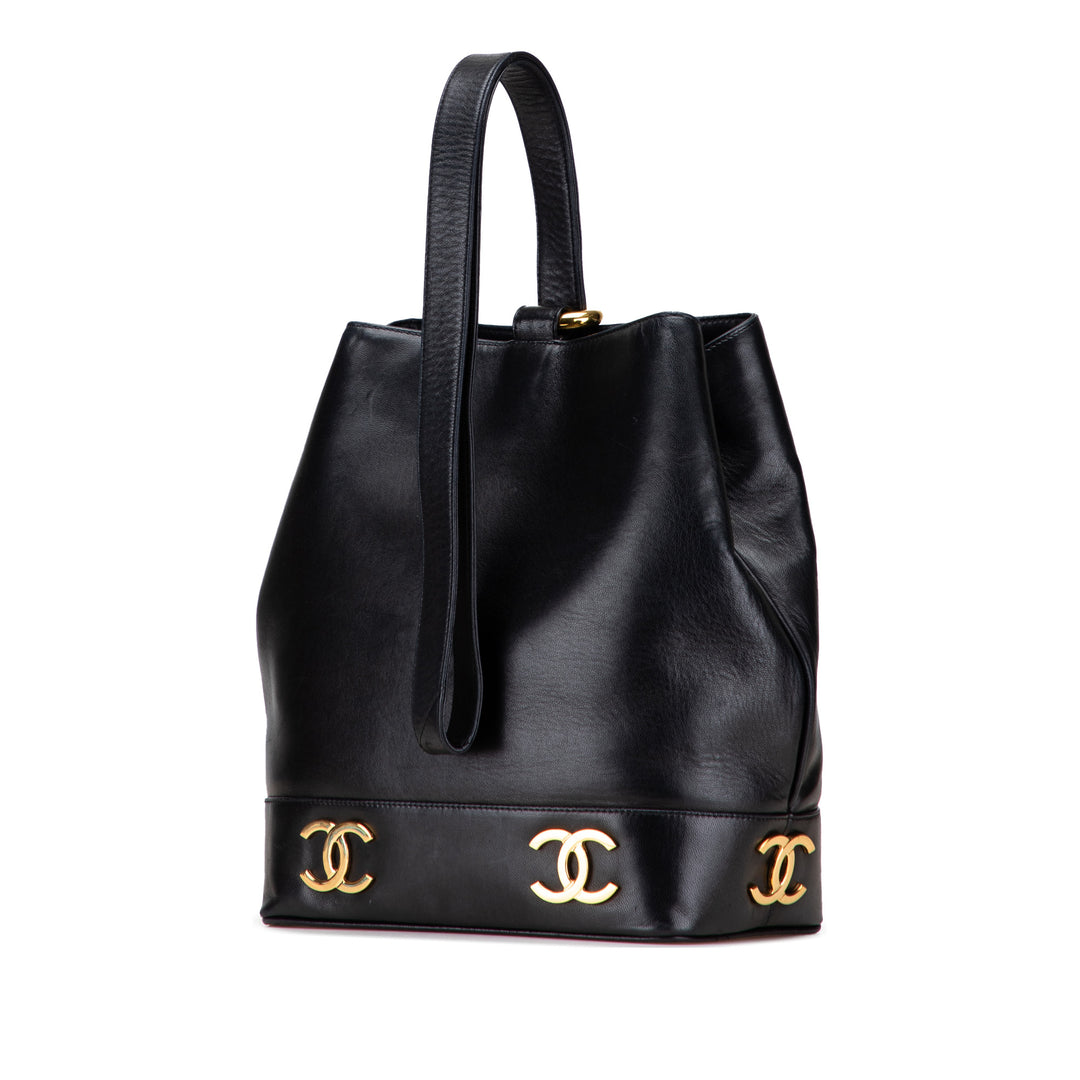 Chanel Triple CC Cuir d’agneau Bucket Noir
