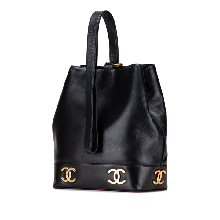 Chanel Triple CC Cuir d’agneau Bucket Noir