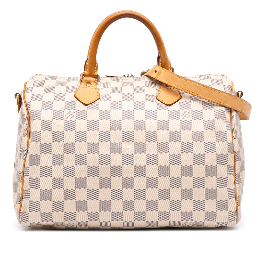 Damier Azur Speedy Bandouliere 30 White - Gaby Paris