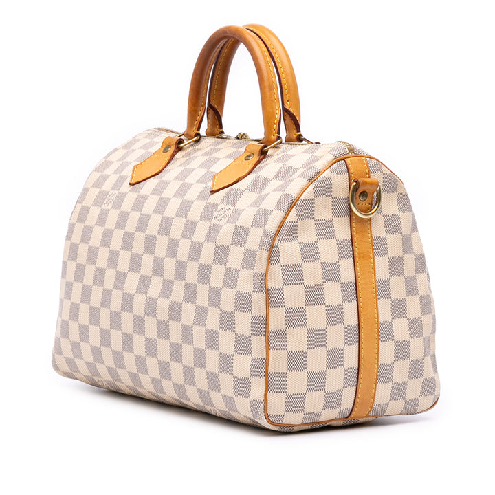 Damier Azur Speedy Bandouliere 30 White - Gaby Paris