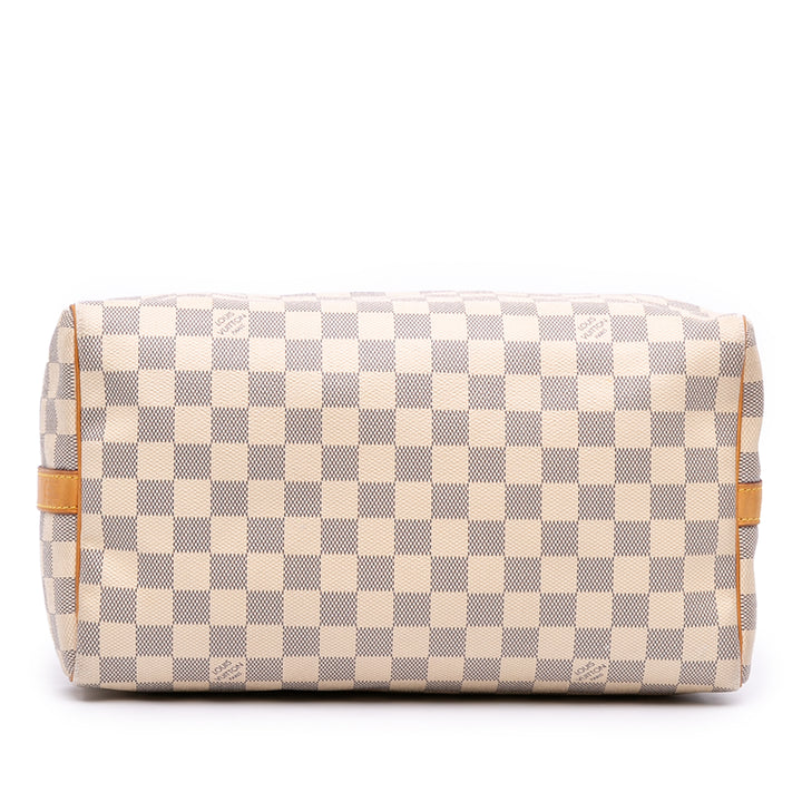 Damier Azur Speedy Bandouliere 30 White - Gaby Paris