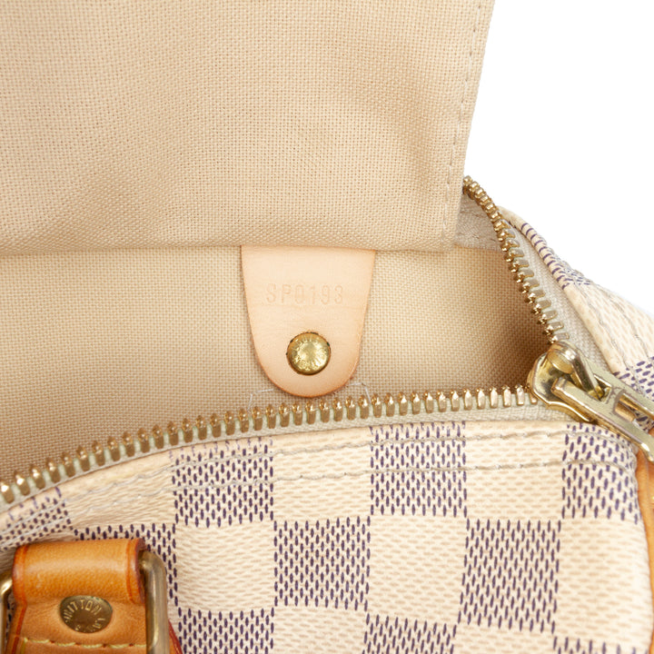 Damier Azur Speedy Bandouliere 30 White - Gaby Paris