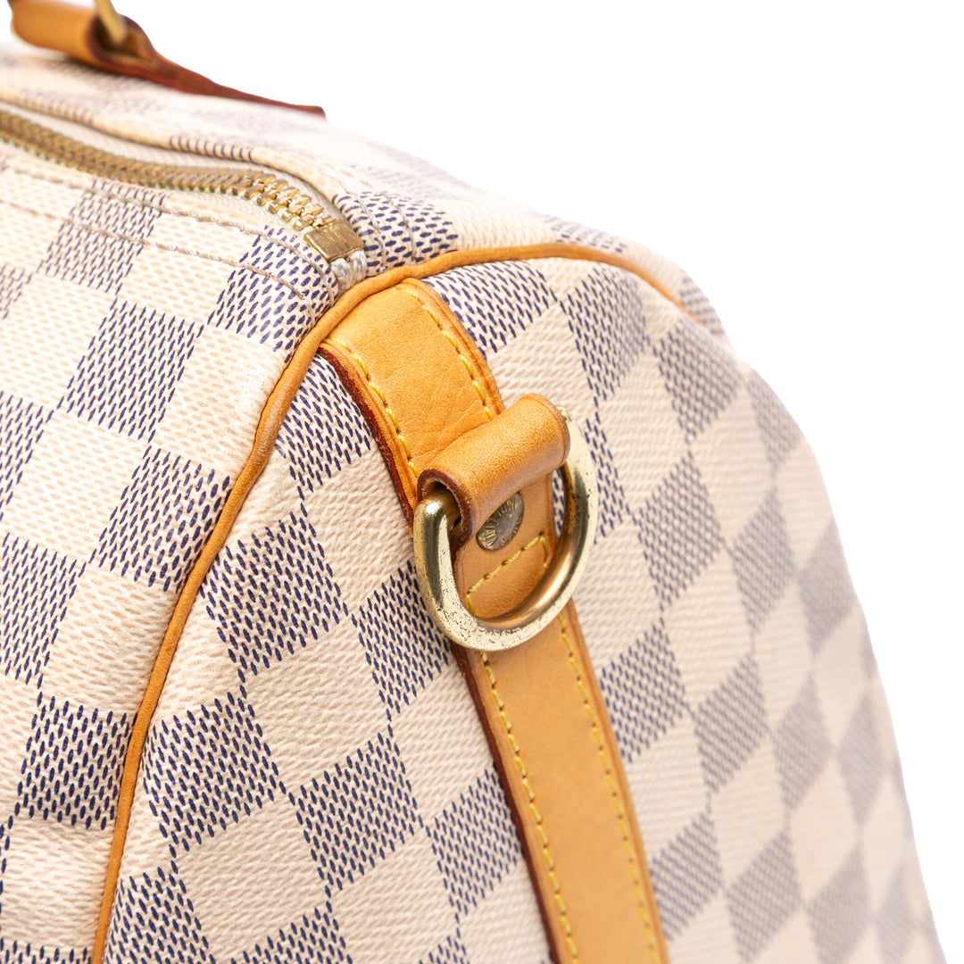 Damier Azur Speedy Bandouliere 30 White - Gaby Paris