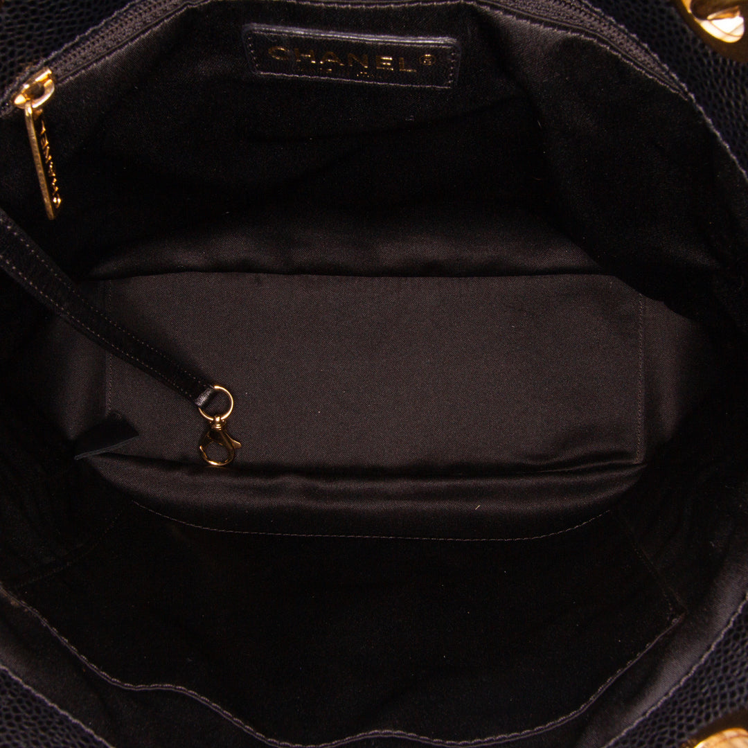 Petite Caviar Shopping Tote Black - Gaby Paris