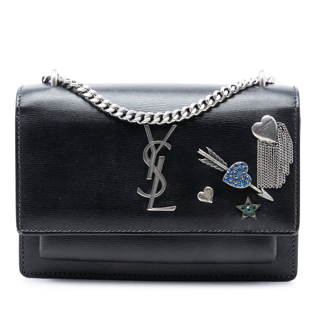 Saint Laurent Mini Cuir de veau Monogram Lucky Charms Sunset Wallet on Chain