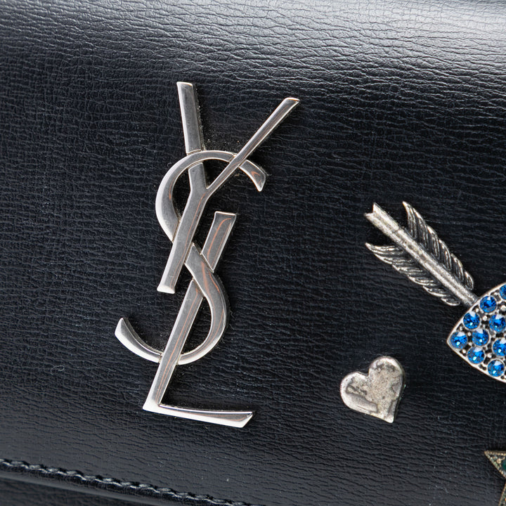 Saint Laurent Mini Cuir de veau Monogram Lucky Charms Sunset Wallet on Chain