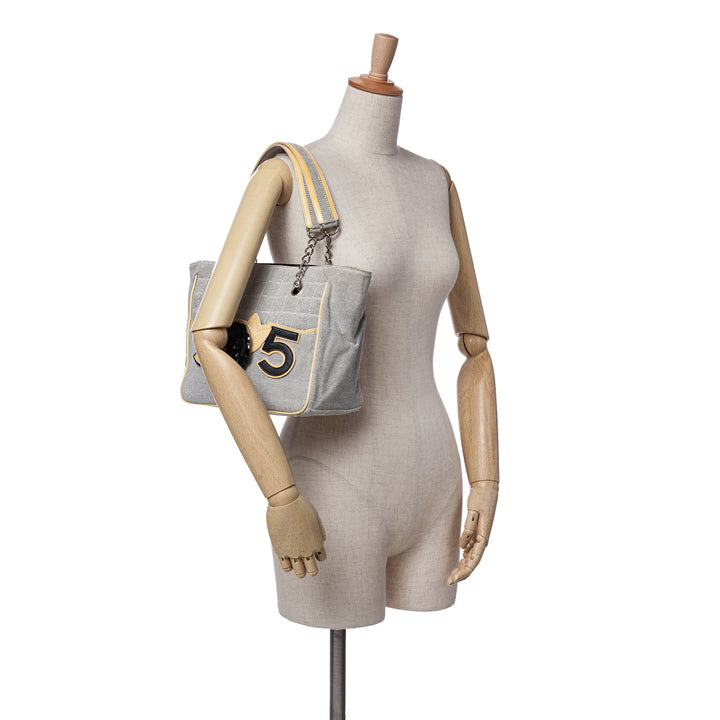 CC Camellia No. 5 Choco Bar Canvas Tote Gray - Gaby Paris