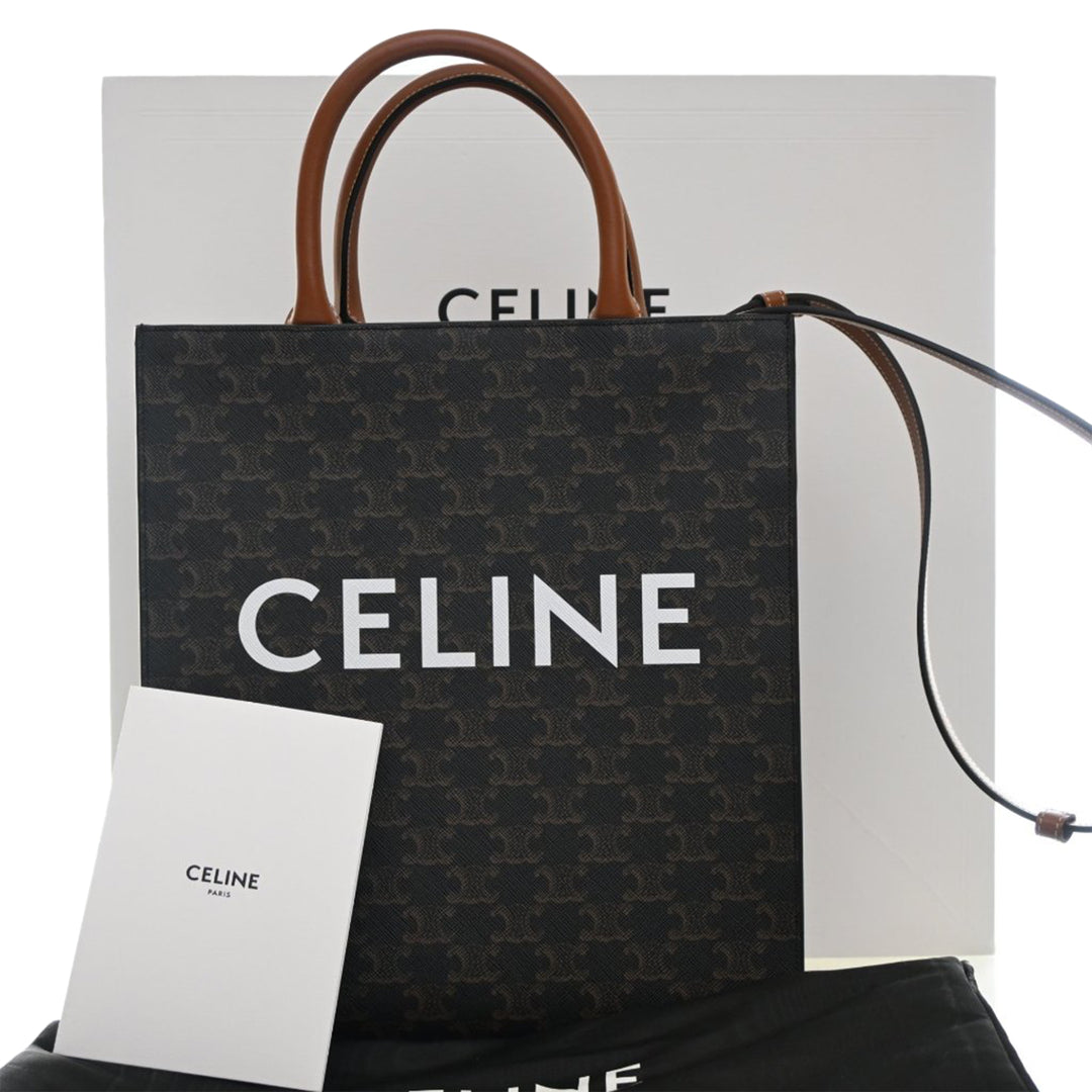 Celine Small Triomphe Coated Toile Cabas vertical Cabas