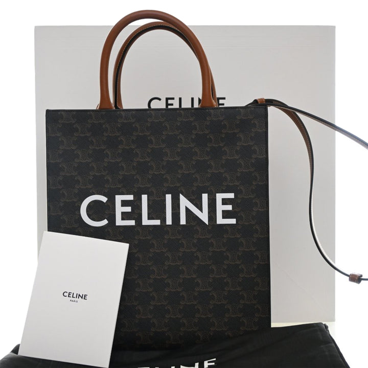 Celine Small Triomphe Coated Toile Cabas vertical Cabas