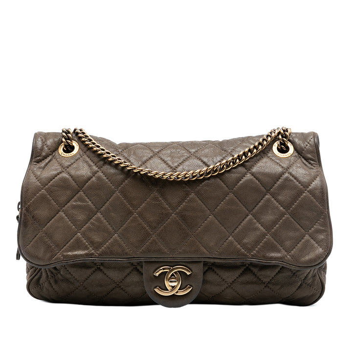 Chanel Large Matelassé Iridescent Cuir de veau Shiva à rabat – GABY PARIS Authentique