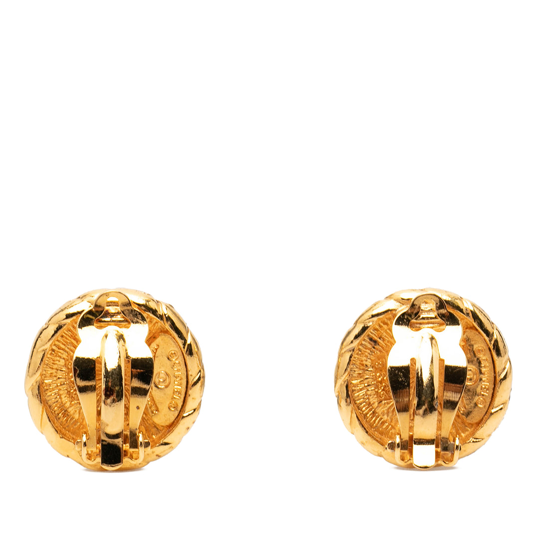 Chanel plaqué CC Rond Clip On Boucles d’oreilles
