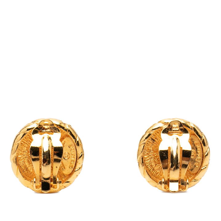 Chanel plaqué CC Rond Clip On Boucles d’oreilles