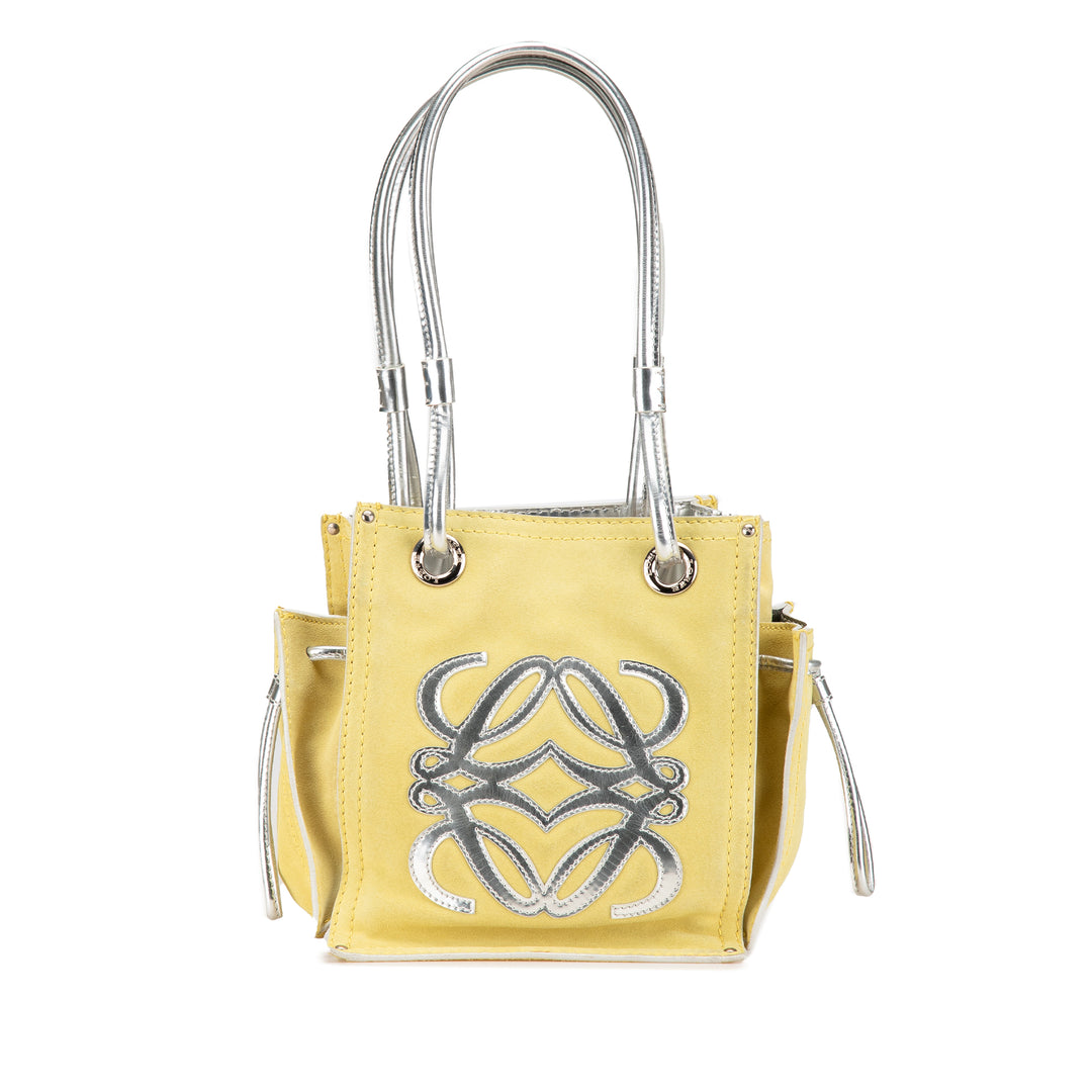 Anagram Suede Shoulder Bag Yellow - Gaby Paris