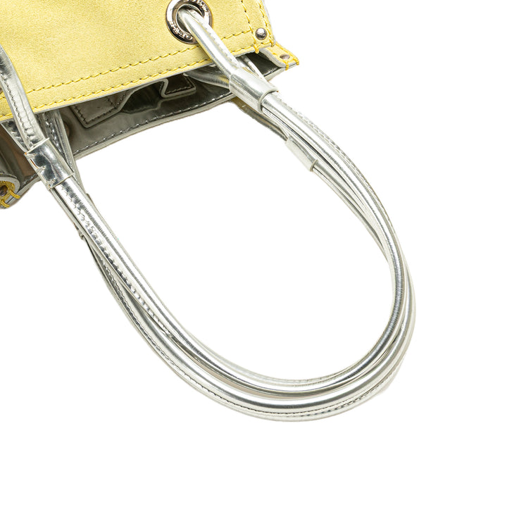 Anagram Suede Shoulder Bag Yellow - Gaby Paris