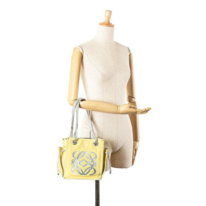 Anagram Suede Shoulder Bag Yellow - Gaby Paris