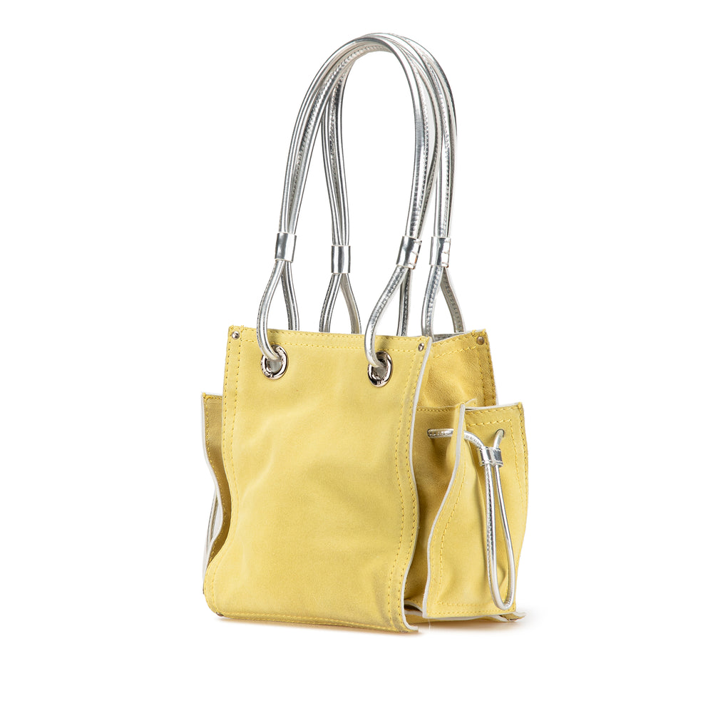Anagram Suede Shoulder Bag Yellow - Gaby Paris
