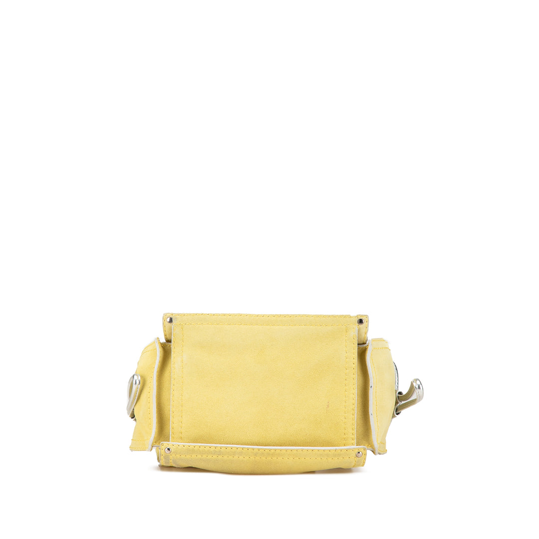 Anagram Suede Shoulder Bag Yellow - Gaby Paris