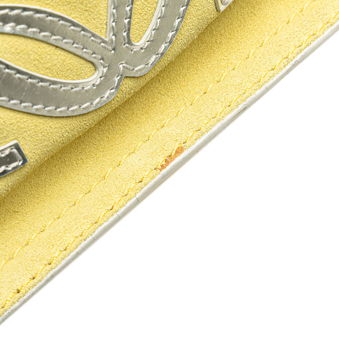 Anagram Suede Shoulder Bag Yellow - Gaby Paris