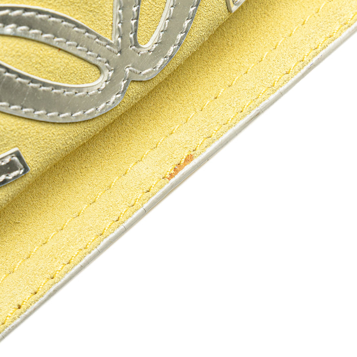 Anagram Suede Shoulder Bag Yellow - Gaby Paris
