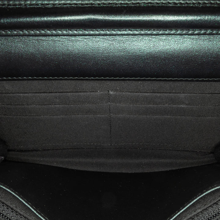 CC Chevron Quilted Crumpled Calfskin Wallet On Chain Black - Gaby Paris