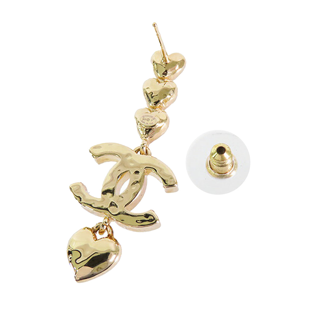 Chanel Gold Plated CC Rhinestones Swing Push Back Earrings Gold - GABY PARIS