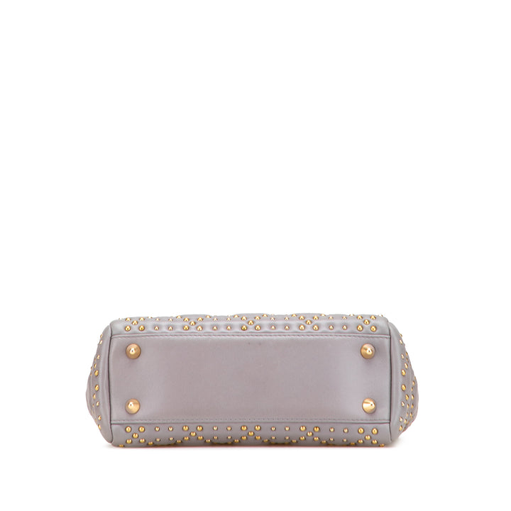 Dior Small Cuir d’agneau Cannage Studded Supple Lady Dior Gris – GABY PARIS Authentique