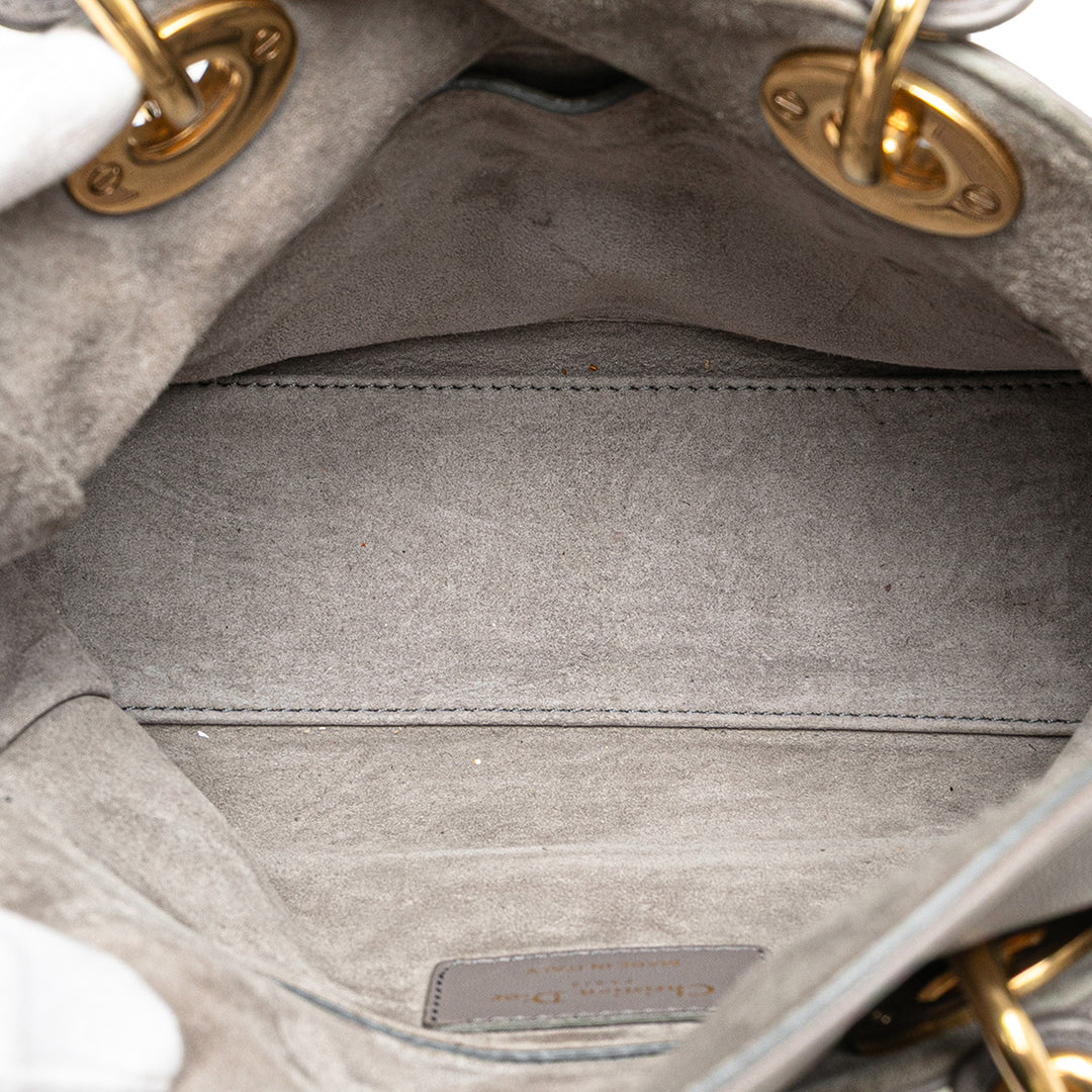 Dior Small Cuir d’agneau Cannage Studded Supple Lady Dior Gris – GABY PARIS Authentique