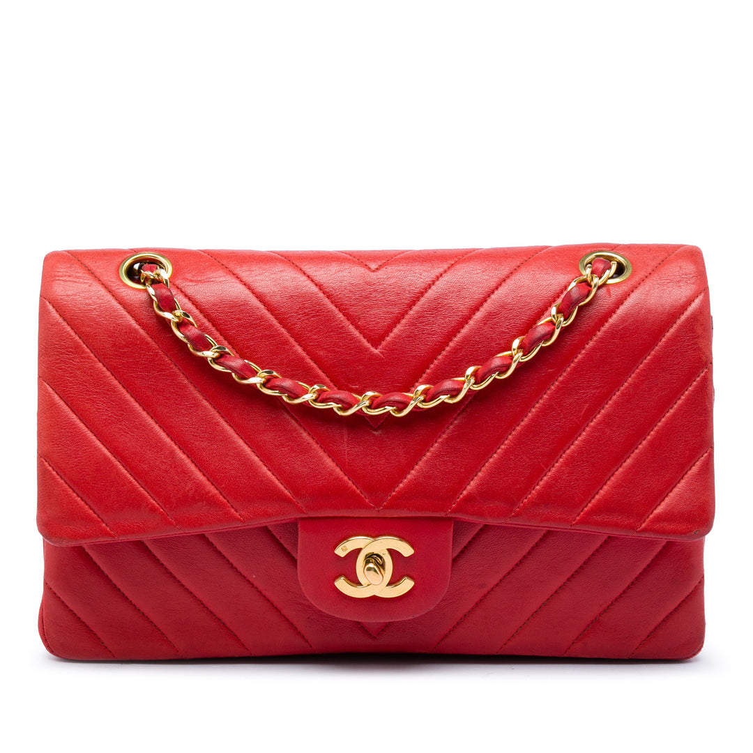 Chanel Medium Classic Chevron Cuir d’agneau Double rabat