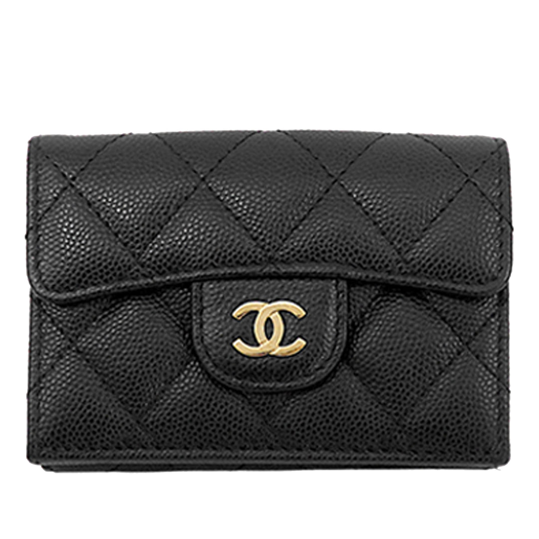 Chanel CC Matelassé Caviar à rabat Card Holder Portefeuille