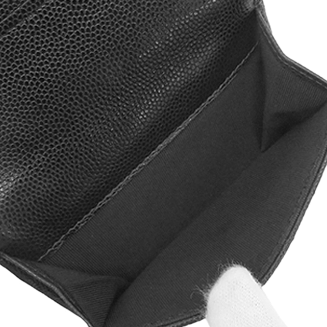 Chanel CC Matelassé Caviar à rabat Card Holder Portefeuille