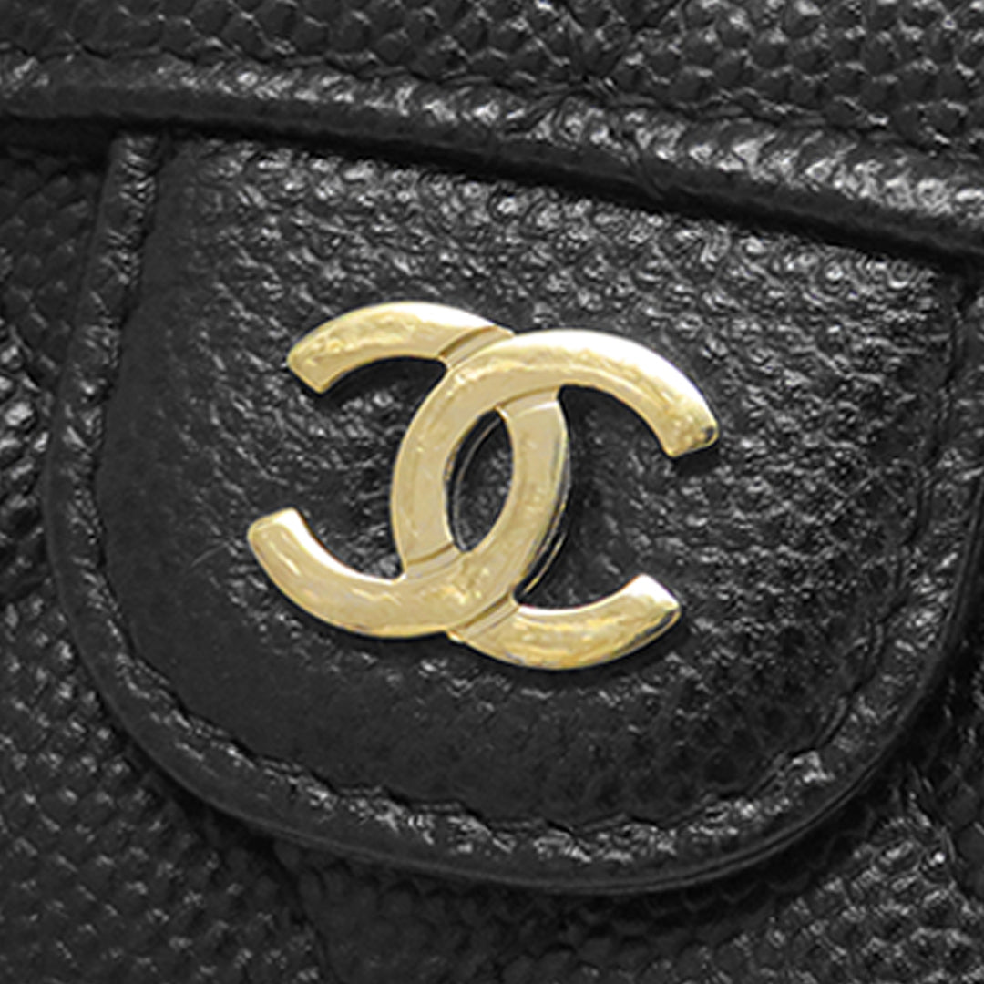 Chanel CC Matelassé Caviar à rabat Card Holder Portefeuille
