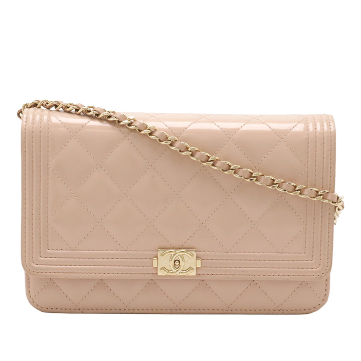 Chanel Matelassé Cuir verni Boy Wallet on Chain