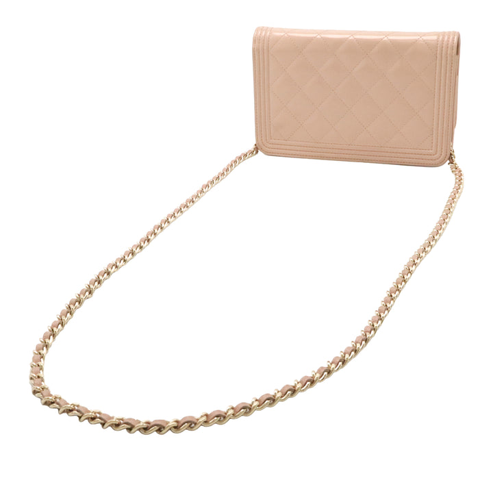Chanel Matelassé Cuir verni Boy Wallet on Chain