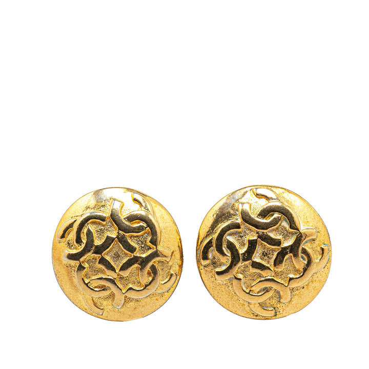 Chanel Gold Plated CC Button Clip On Earrings Gold - GABY PARIS