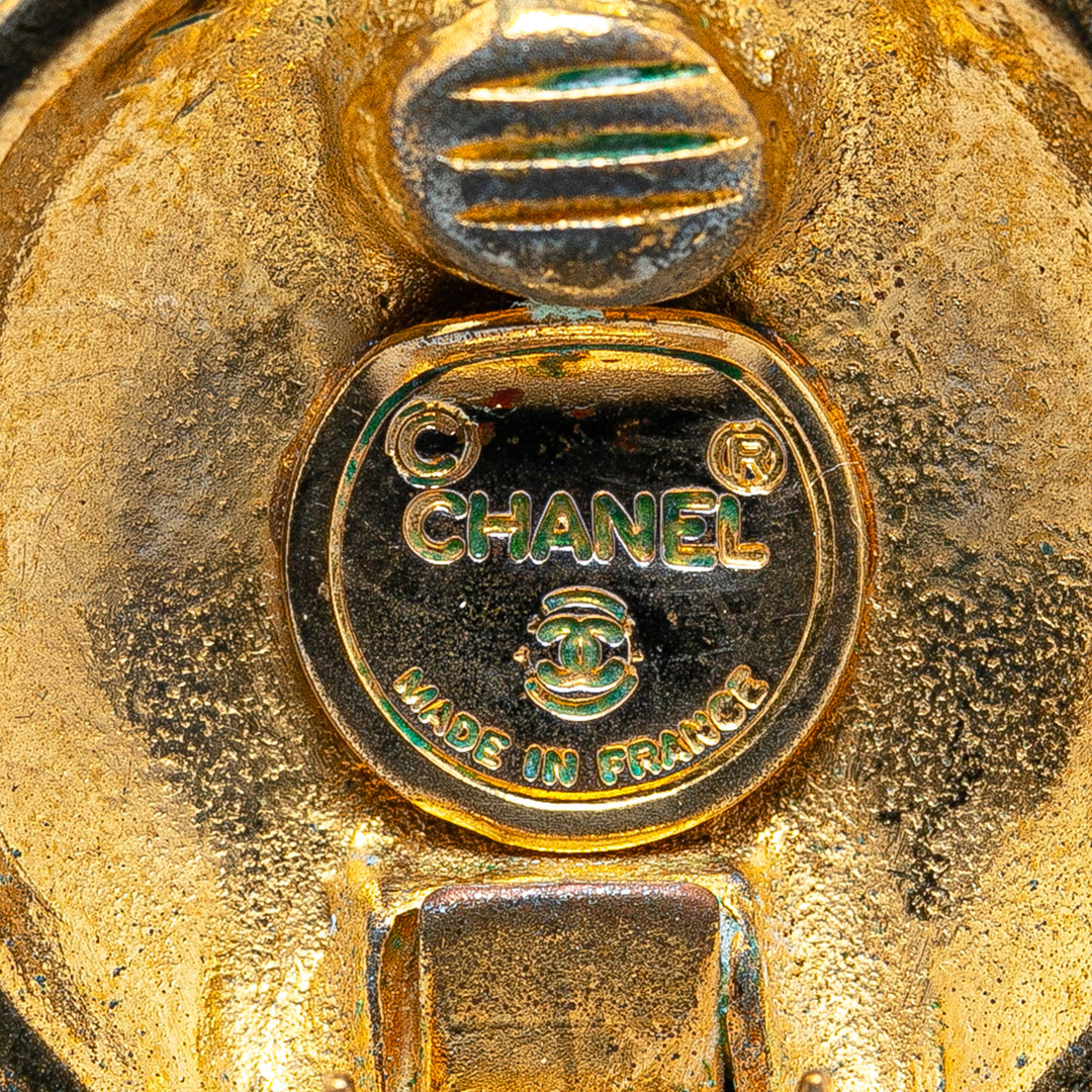 Chanel Gold Plated CC Button Clip On Earrings Gold - GABY PARIS